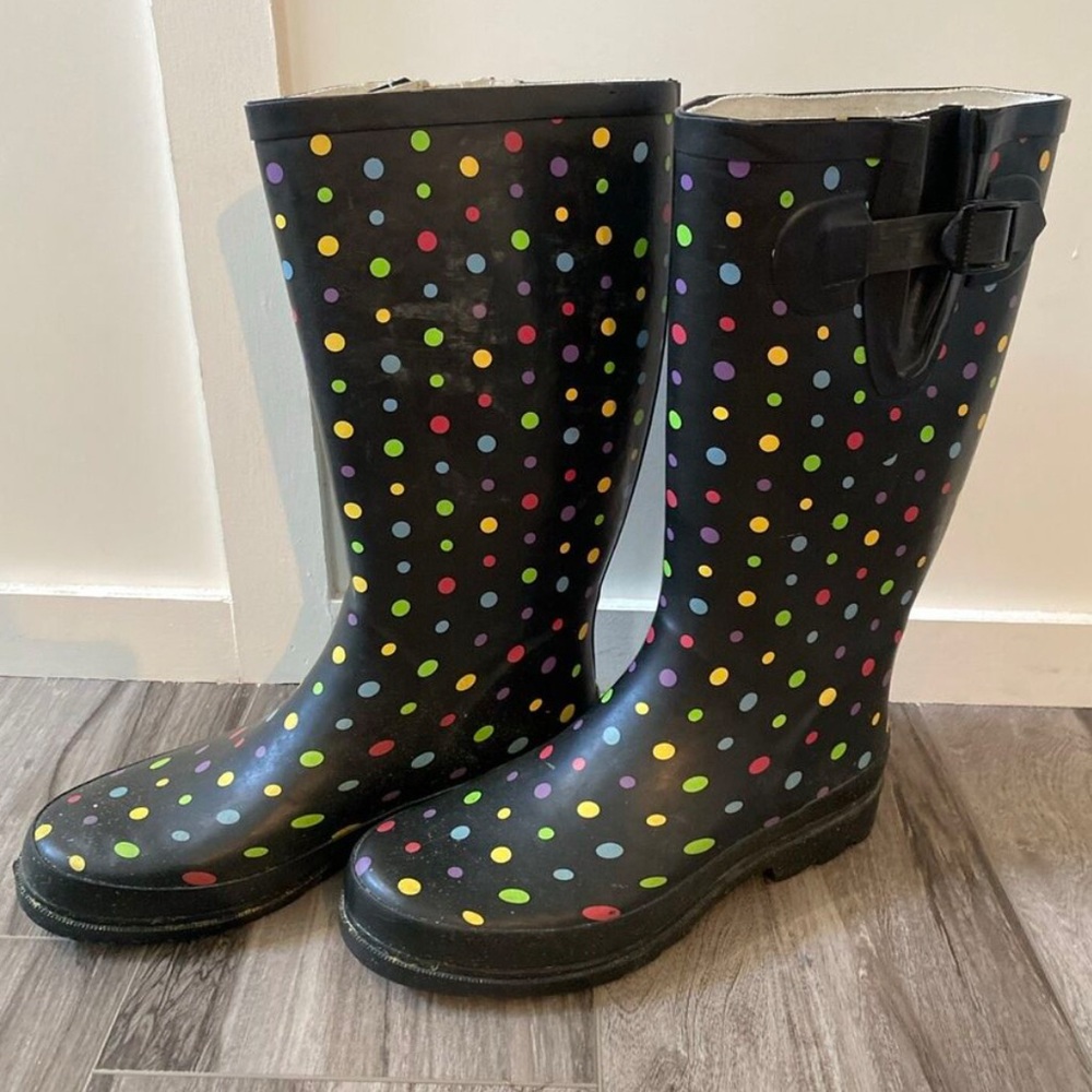 polka dot rain boots